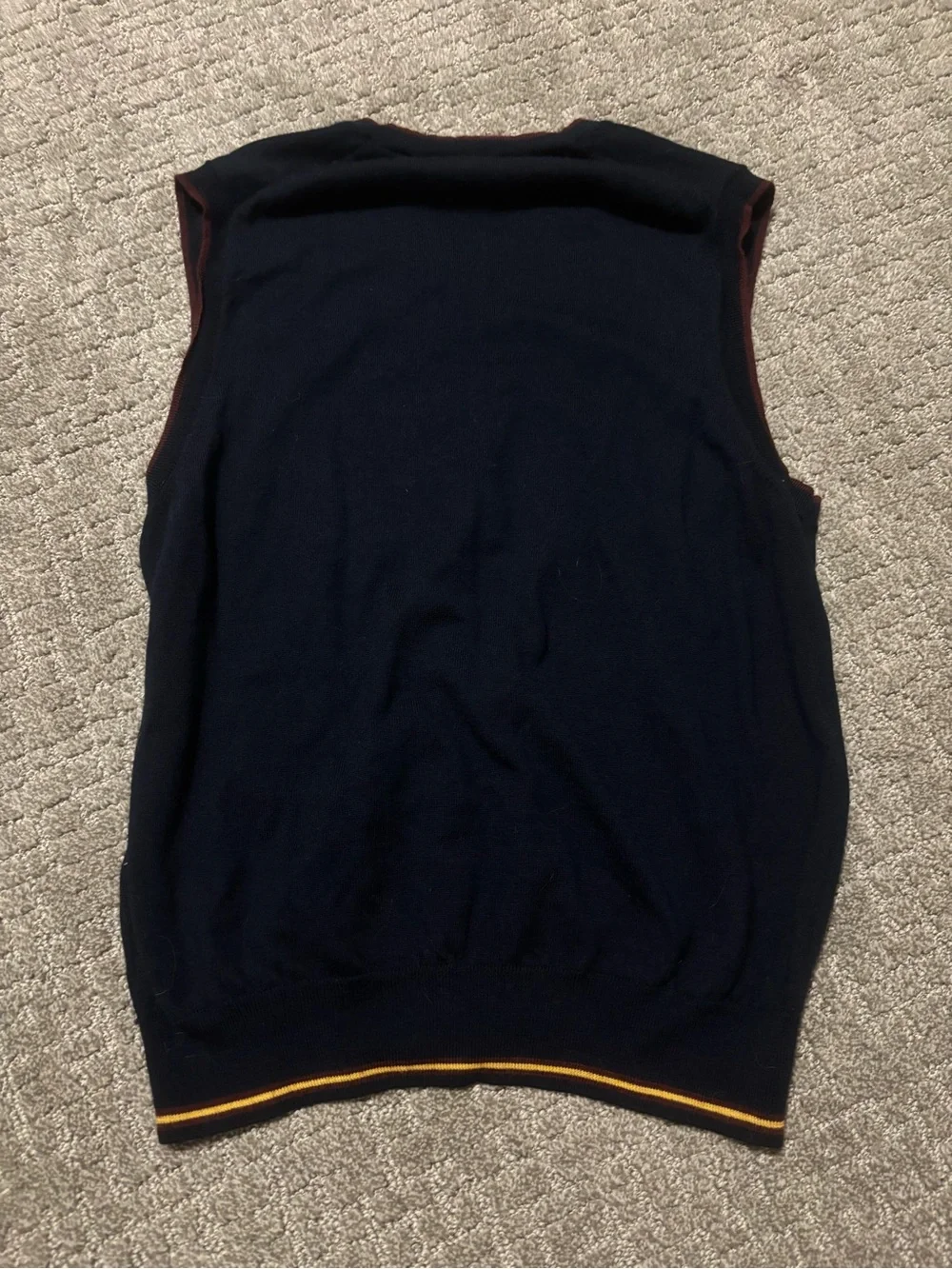 Brooks Brothers | Navy V-Neck Sweater Vest with Red Trim | Men’s Size L